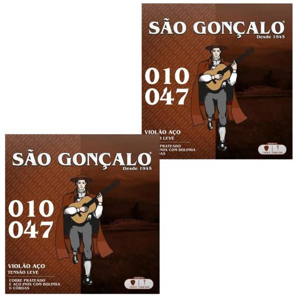 Imagem de Kit 2 Encordoamento Violão Aço São Gonçalo 010