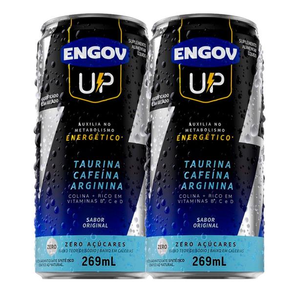 Imagem de Kit 2 Energético Engov UP Taurina Cafeína e Arginina Sabor Original Zero Açúcares 269ml