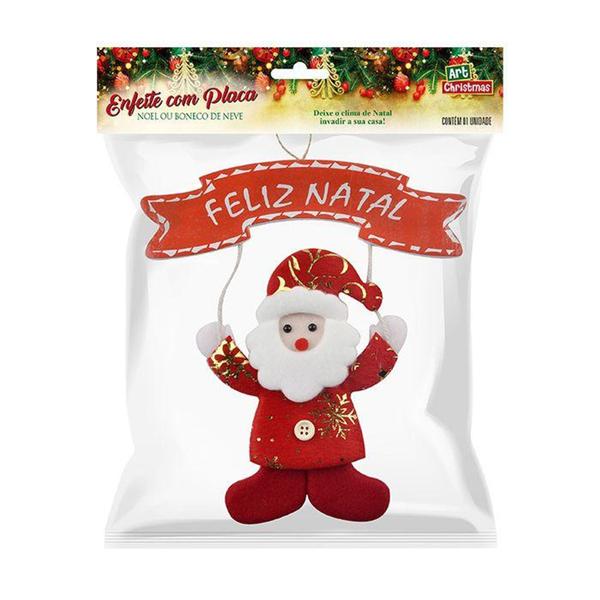 Imagem de Kit 2 Enfeites Porta Pendente Placa Papai Noel Tecido Natal - Rio Master