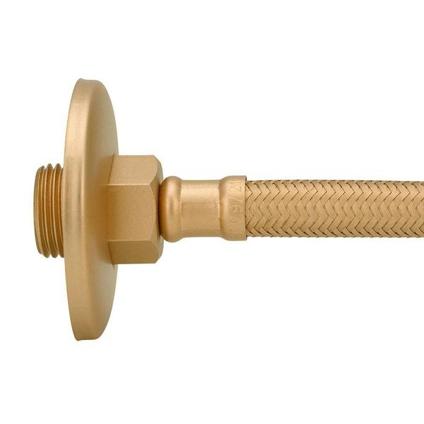 Imagem de Kit 2 Engate Mangueira Flexível Dourado Trançado Inox 30Cm