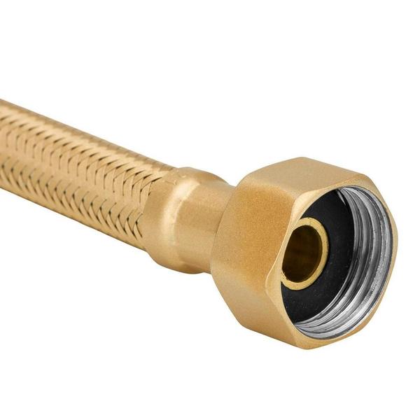 Imagem de Kit 2 Engate Mangueira Flexível Dourado Trançado Inox 40Cm