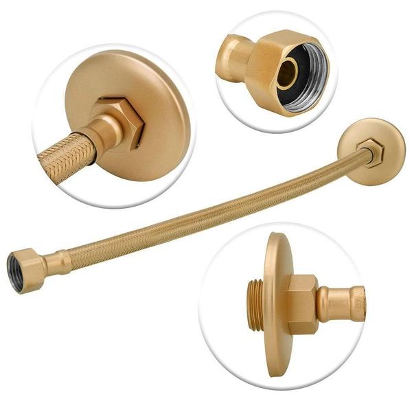 Imagem de Kit 2 Engate Mangueira Flexível Dourado Trançado Inox 60Cm