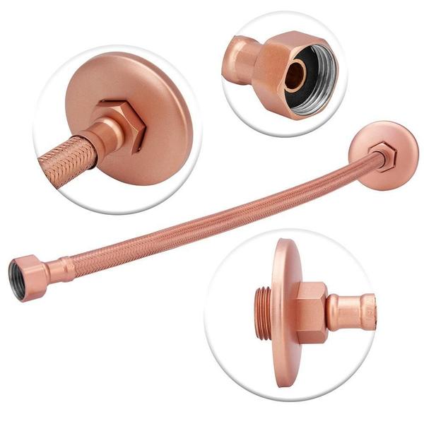 Imagem de Kit 2 Engate Mangueira Flexível Rose Trançado Aço Inox 30Cm