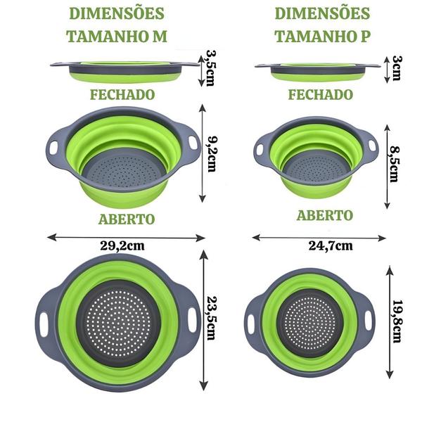 Imagem de Kit 2 escorredores retrátil silicone macarrão frutas legumes