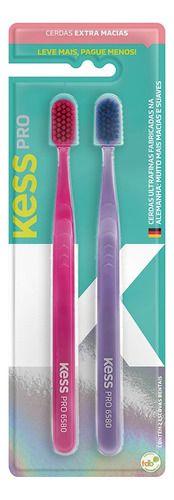 Imagem de Kit 2 Escova Dental Kess Pro Extra Macia - Rosa E Roxo