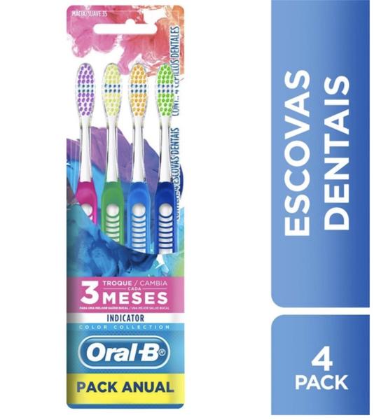 Kit 2 Escova Oral B Pack Familia 4 Unidades Tamanho 35 - Oral-b Imagem de Kit 2 Escova Oral B Pack Familia 4 Unidades Tamanho 35