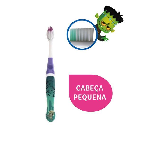 Imagem de Kit 2 Escovas de Dentes Infantil 4 Anos Cerdas Super Macias  Klin Coleção Assutadores