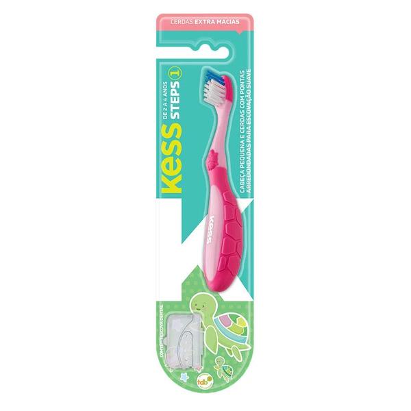 Kit 2 Escovas Dentais Infantil Kess Steps Rosa Imagem de Kit 2 Escovas Dentais Infantil Kess Steps Rosa