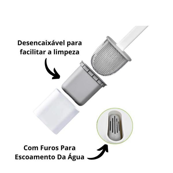 Imagem de Kit 2 Escovas Silicone Vaso Sanitário Base Banheiro Privada