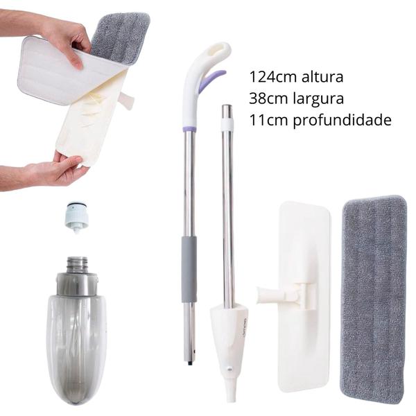 Imagem de Kit 2 Esfregão MOP Spray Com Reservatório Agua Rodo Vassoura Mágica Refil Microfibra