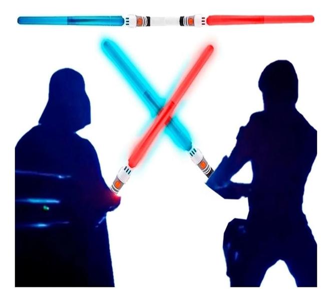 Imagem de Kit 2 Espadas Sabre de Luz Star Wars com Som e Luz Colorido  Space Guardian Polibrinq