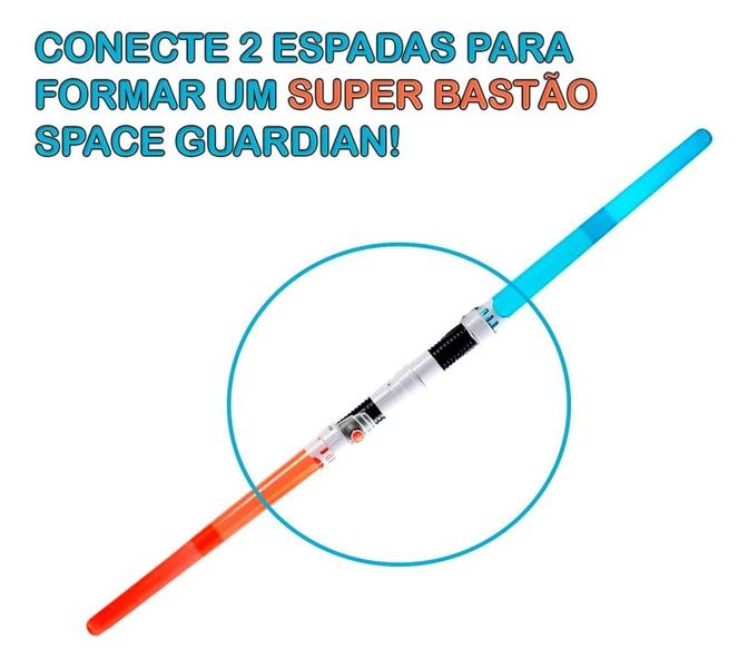 Imagem de Kit 2 Espadas Sabre de Luz Star Wars com Som e Luz Colorido  Space Guardian Polibrinq