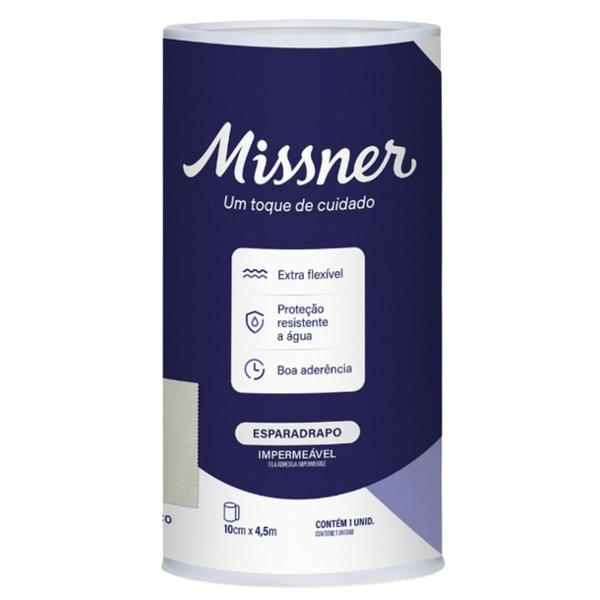 Imagem de Kit 2 Esparadrapo Impermeável Branco 10cm X 4,5m - Missner