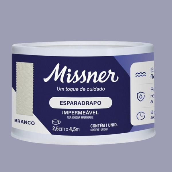 Imagem de Kit 2 Esparadrapo Impermeável Branco 2,5cm X 4,5m - Missner