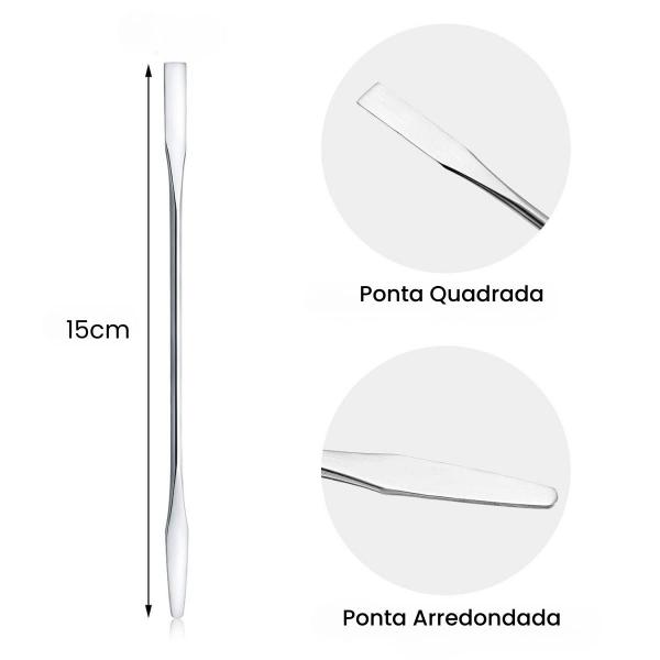 Imagem de Kit 2 Espátula Para Mistura Aplicação De Maquiagem Aço Inox Resistente