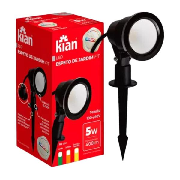 Imagem de Kit 2 Espeto Led Jardim Fit 5w Luz Verde Biv A prova dagua