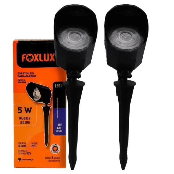 Imagem de Kit 2 Espeto Led para Jardim 5W Azul Bivolt Foxlux