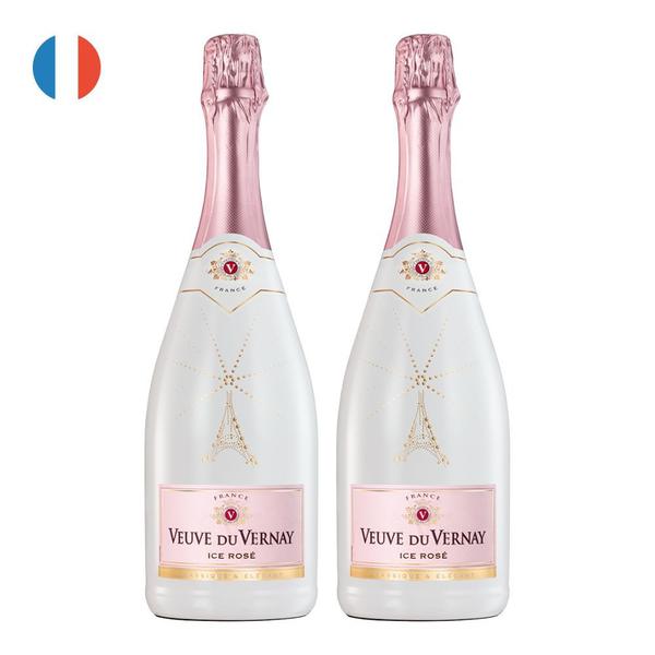Kit 2 Espumantes Veuve Du Vernay Ice Rosé Demi-Sec Rosé França 750ml Imagem de Kit 2 Espumantes Veuve Du Vernay Ice Rosé Demi-Sec Rosé França 750ml
