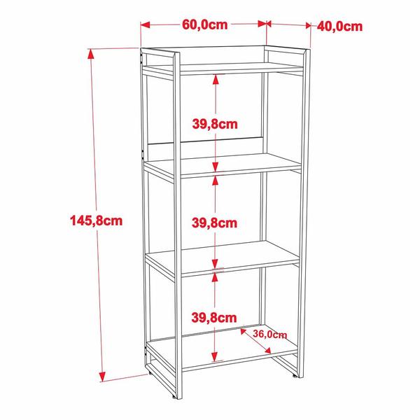 Imagem de Kit 2 Estante Livreiro Prisma Estilo Industrial 60cm 4 Prateleiras C08 Carvalho - Mpozenato