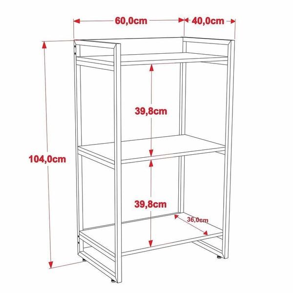 Imagem de Kit 2 Estantes Estilo Industrial 60cm Snow Mpozenato