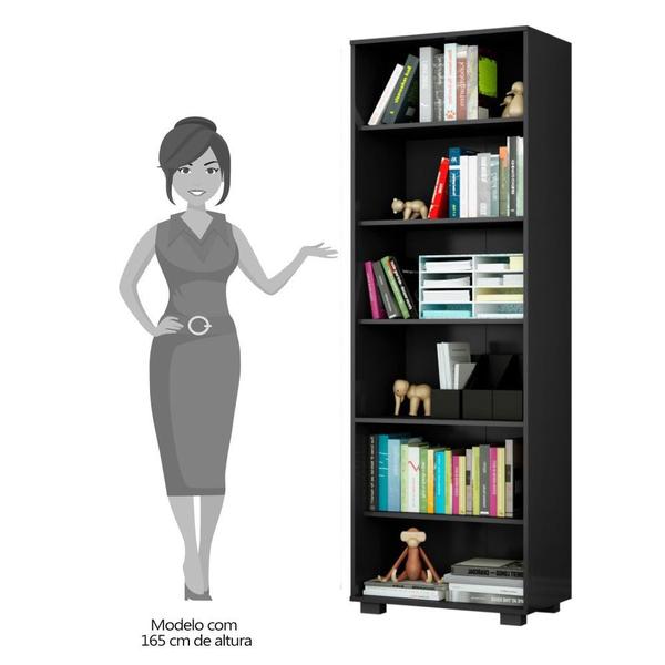 Imagem de Kit 2 Estantes Livreiro 6 Prateleiras Office Preto - Móveis Leão