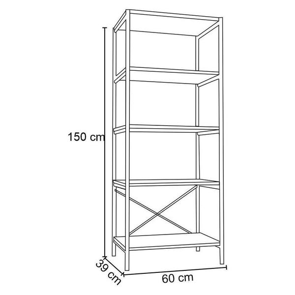 Imagem de Kit 2 Estantes Livreiro Multiuso 150cm 5 Prateleiras Trento Preto Fosco