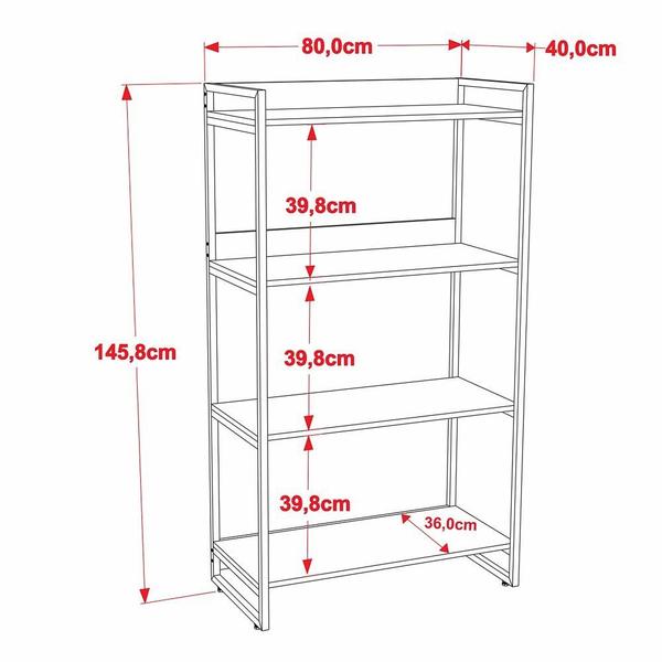 Imagem de Kit 2 Estantes Livreiro Prisma Estilo Industrial 80cm 4 Prateleiras C08 Preto Onix - Mpozenato