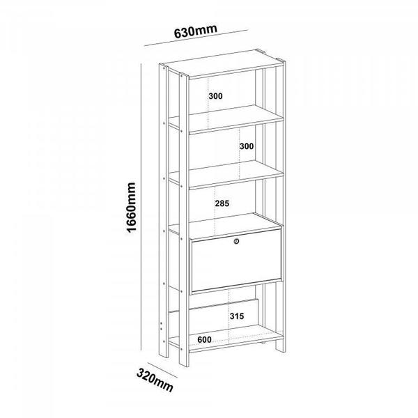 Imagem de Kit 2 Estantes Multiuso Alta 4 Prateleiras 1 Porta 166cmx126cm Match Artely