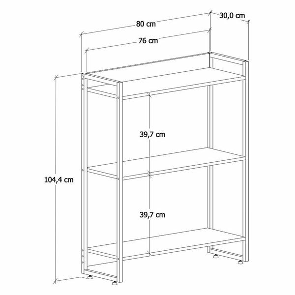 Imagem de Kit 2 Estantes Multiuso Escritório Industrial 3 Prateleiras Areta 104x80cm C01 Onix - Lyam Decor