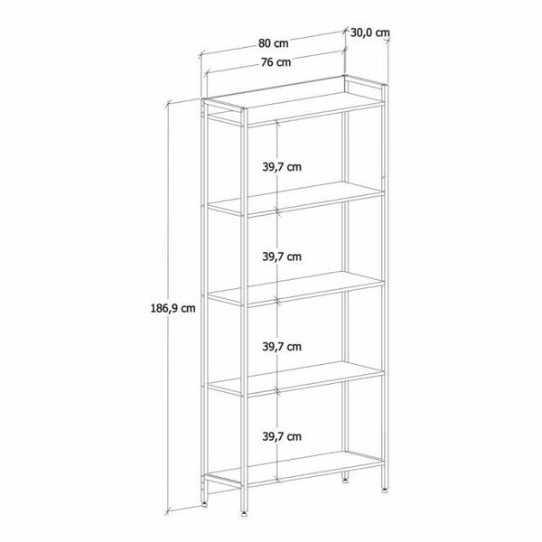 Imagem de Kit 2 Estantes para Livros Altas Industrial Aço 5 Prateleiras 187cmx80cm Active Yescasa