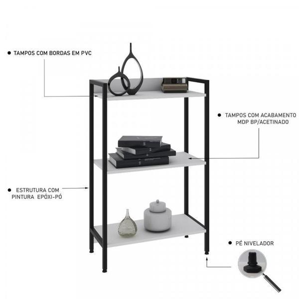 Imagem de Kit 2 Estantes para Livros Industrial 3 Prateleiras 104cmx60cm Active Yescasa