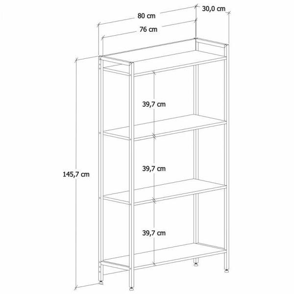 Imagem de Kit 2 Estantes para Livros Médias Industrial Aço 4 Prateleiras 146cmx80cm Active Yescasa