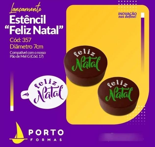 Imagem de Kit 2 Estêncil 7cm P/ Doces feliz Natal 357 Porto Formas