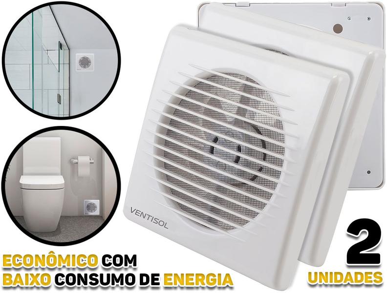 Imagem de Kit 2 Exaustores Banheiro Ventilador Ventisol 150mm Bivolt 12319