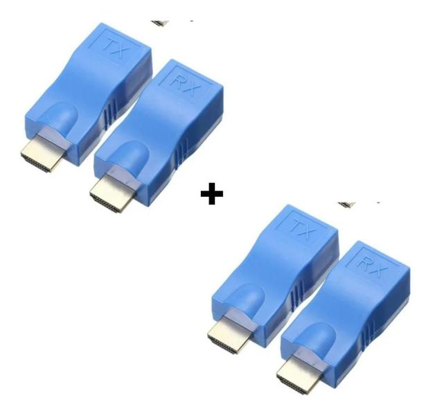 Imagem de Kit 2 Extensor Conversor Hdmi Cabo Rede Rj45 4K 30M Cat5E/6