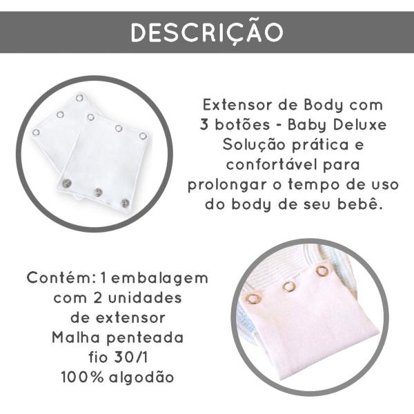 kit Extensor de botões Alongador de Body Infantil Prolongador