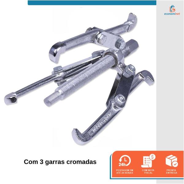 Imagem de Kit 2 Extrator Saca Polia Rolamento Manual 6 Polegadas 3 Pontas