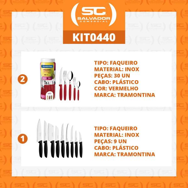 Imagem de KIT - 2 Faqueiros Inox 30 Peças Ipanema Vermelho + 1 Conjunto Facas 9pç - Tramontina