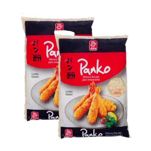 KIT 2 FARINHA PANKO ALFA MISTURA FLOCADA P/ EMPANADOS 200g Imagem de KIT 2 FARINHA PANKO ALFA MISTURA FLOCADA P/ EMPANADOS 200g