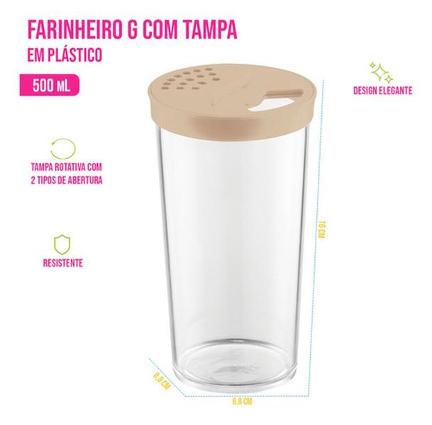 Imagem de Kit 2 Farinheiro 500 Ml Plástico Grande Organização