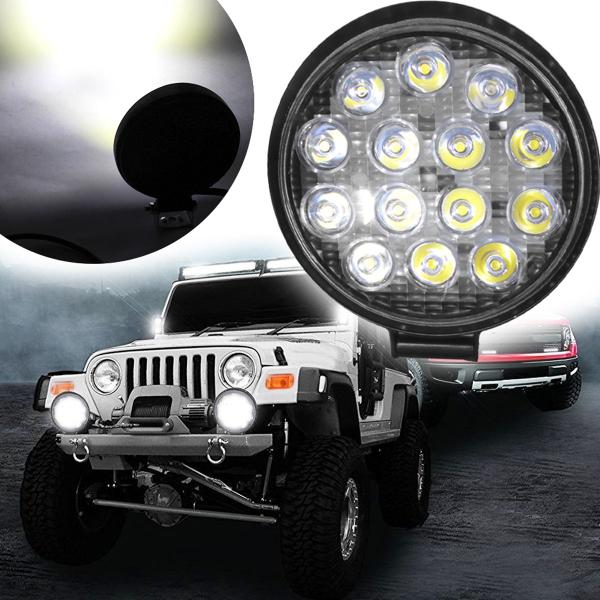 Imagem de Kit 2 Farol 14 Leds Milha Off Road Redondo 42w Jeep 12v/24v