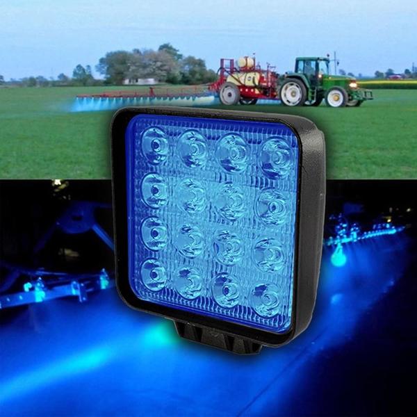 Imagem de Kit 2 Farol De Milha Lente Azul 16 Led Pulverizador Trator