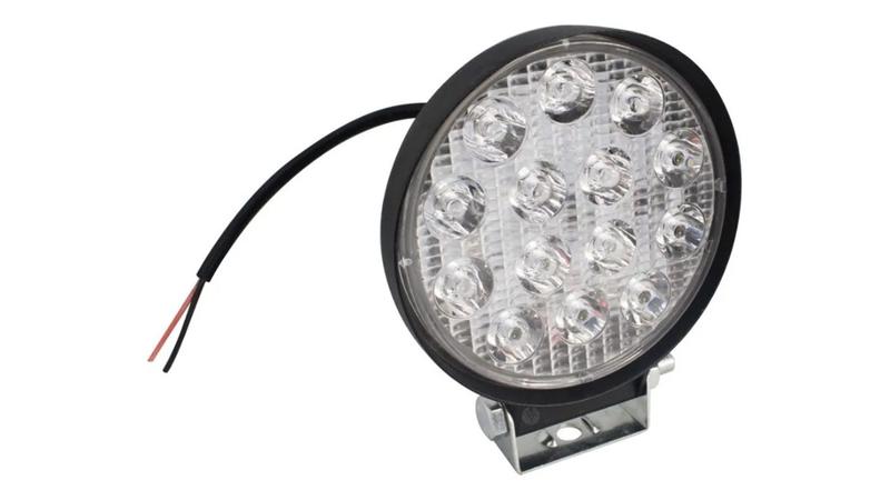 Imagem de Kit 2 Farol Led Redondo Milha 42w 14 Leds Carro Jeep Ônibus 12v/24v