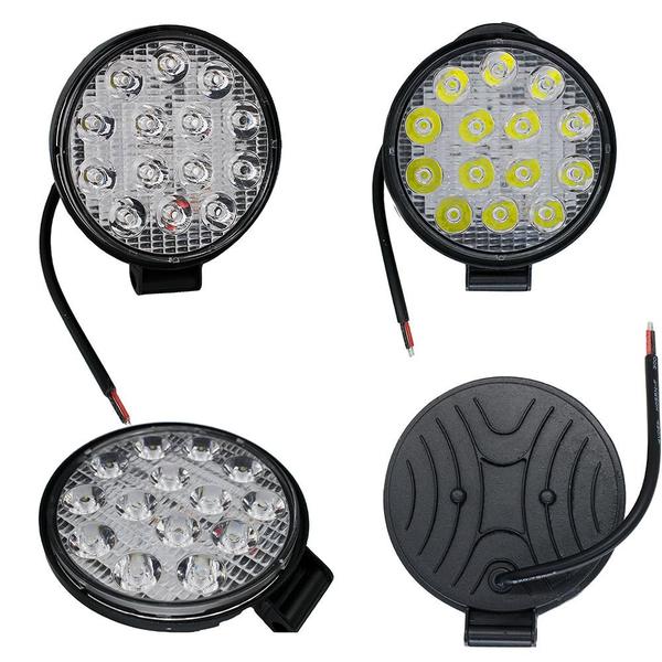 Imagem de Kit 2 Farol Milha 14 Leds 42w 12v/24v Redondo Off-road 6000k