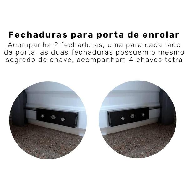 Imagem de Kit 2 Fechadura Trava Lateral Porta Enrolar Tetra 1200 Stam