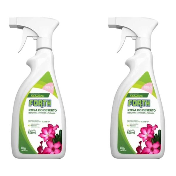 Imagem de Kit 2 Fertilizante Jardim Rosa Deserto 500ml Orgânico Forth