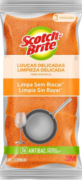 Imagem de Kit 2 Fibra Esponja Louças Delicadas Limpar Sem Riscar 3 Un