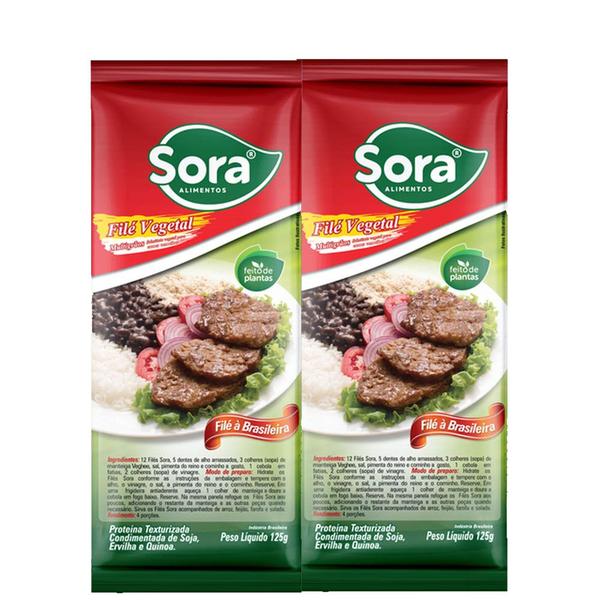 Kit 2 Filé Vegetal de Carne Vermelha Sora (File a Brasileira) 125g Imagem de Kit 2 Filé Vegetal de Carne Vermelha Sora (File a Brasileira) 125g