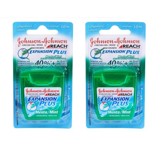 Imagem de Kit 2 Fio Dental Reach Expansion Plus Menta Johnson's 50m