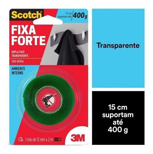 Imagem de KIT 2 Fita Dupla Face Fixa Forte Transparente 3m 12mm X 2m